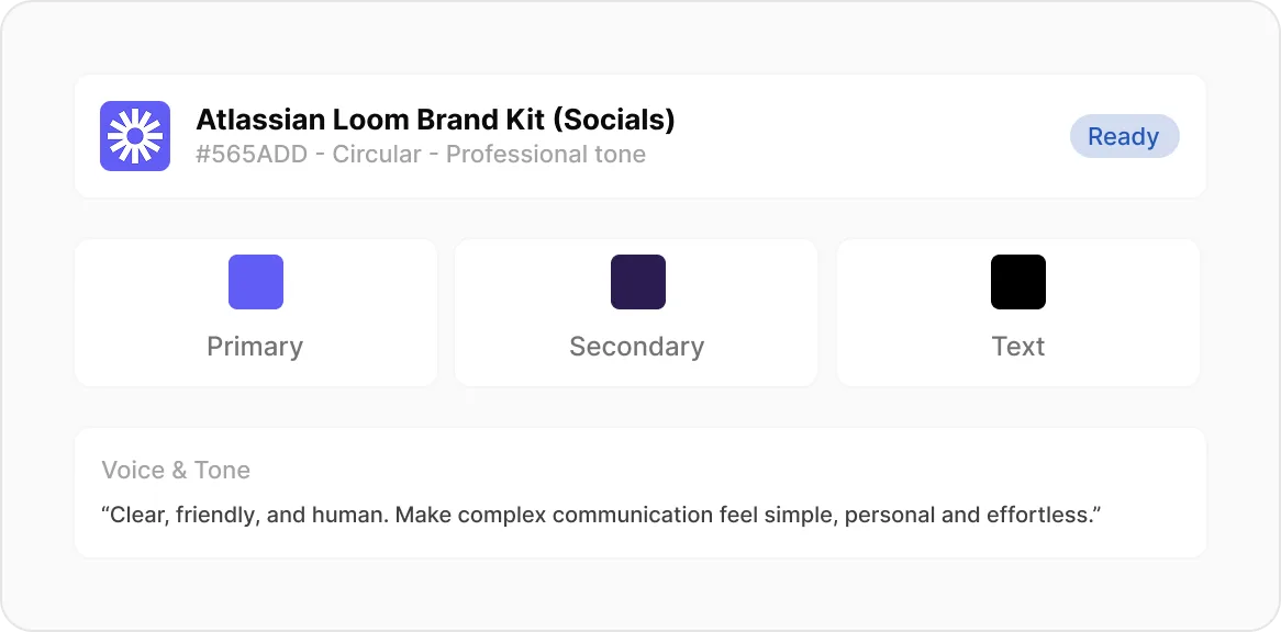 Brand kit with colors, fonts, and voice settings ensuring every content piece matches your brand